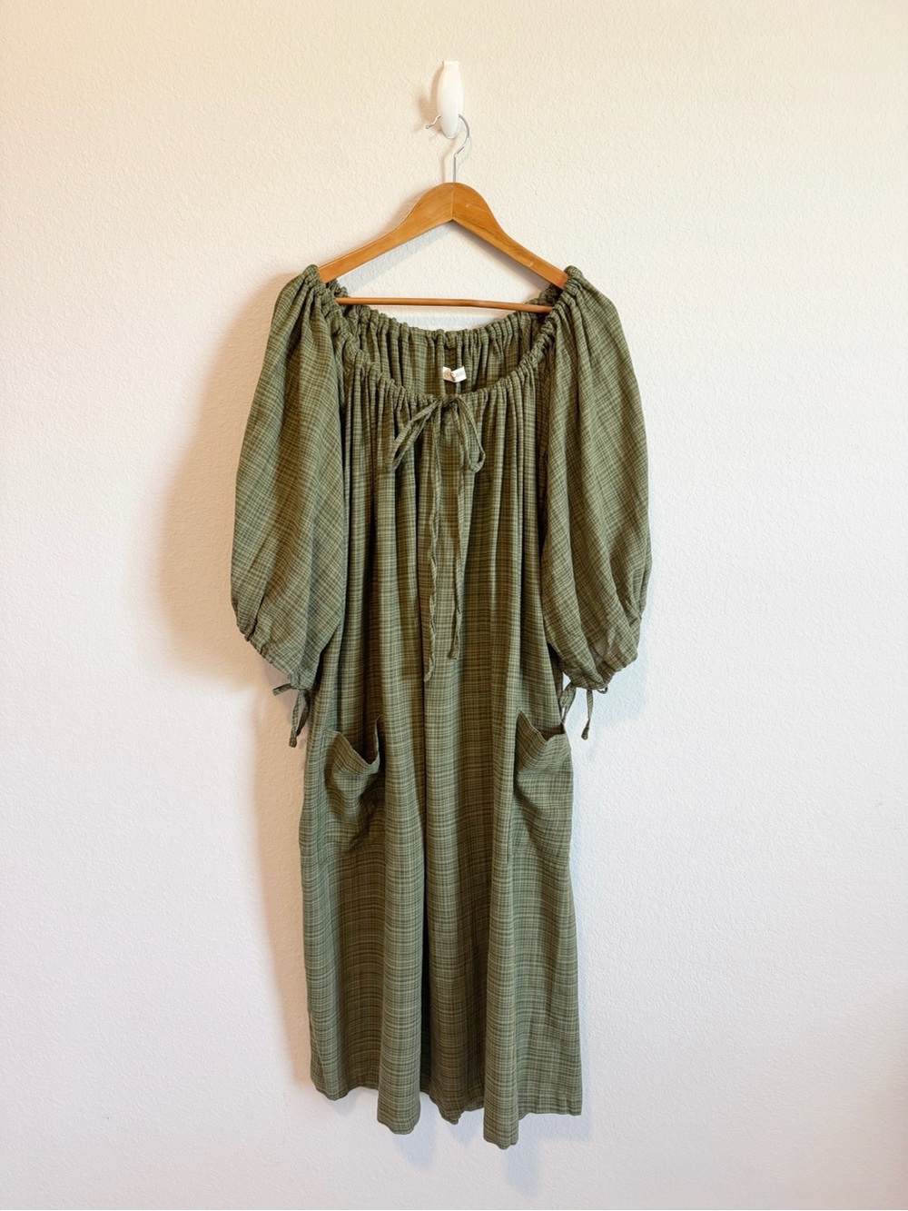 Oddbird Olive Green Nasip Plaid Oversized Dress Size XL